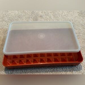 Vintage Tupperware Deli Meat Bacon Storage Container Paprika Orange-red